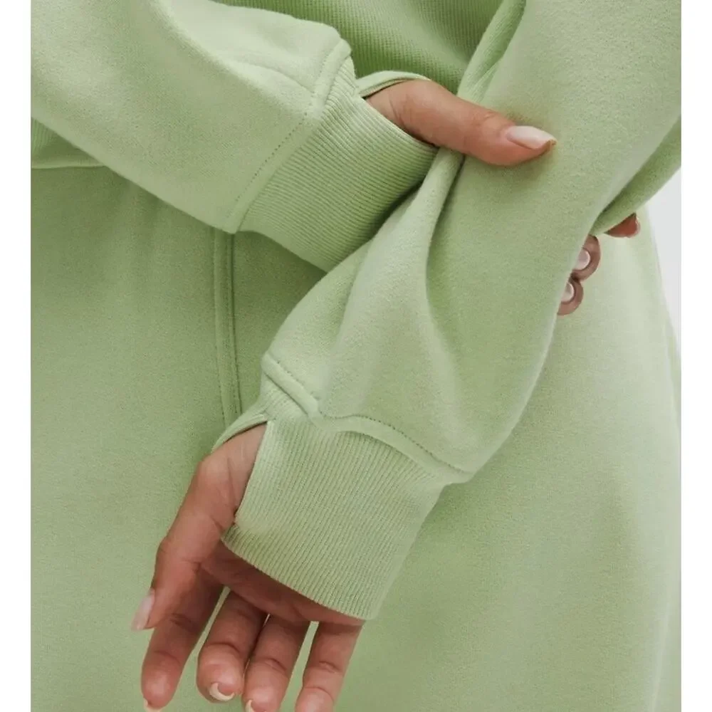 Lululemon Scuba Hoodie Womens XS/S Green 1/2 Zip Fleece Cropped Thumbholes
